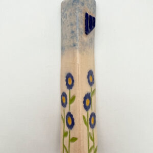 Hand Made Mezuzah Blue Flowers
