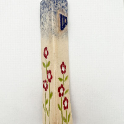 Red Flowers Hand Made Mezuzah